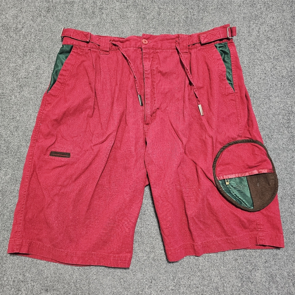 VTG 90s Hip Hop History Linen SUPER BAGGY Cargo Shorts Mens Skater 3XL 40x11